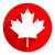 White canadian maple leaf symbol with gray drop shadow on red round shape in flat style. Graphic element for design saved as an vector illustration in file format EPS 8